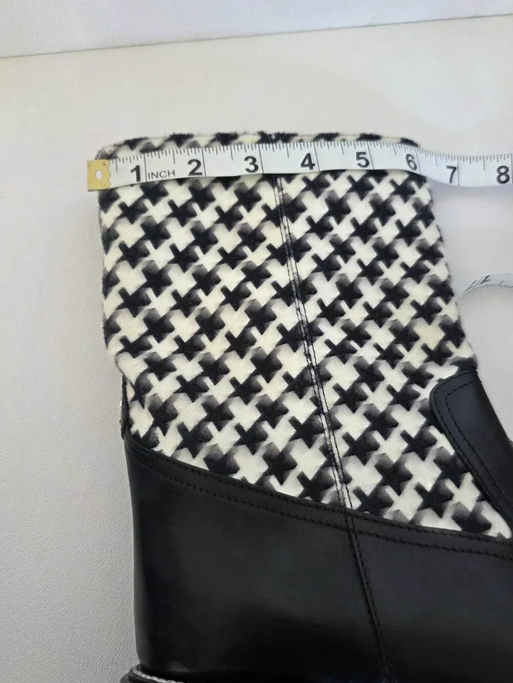 Jimmy Choo Yola Two-Tone Houndstooth Wedge Boots Chunky Lug Sole Leather 37 7